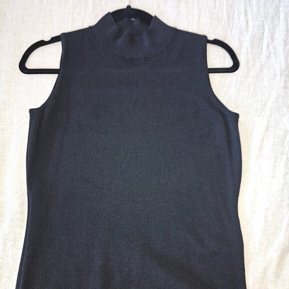 Ann Taylor Petite Medium Black Mock Neck Sleeveless Top | Classic Knit Shell - Picture 1 of 2